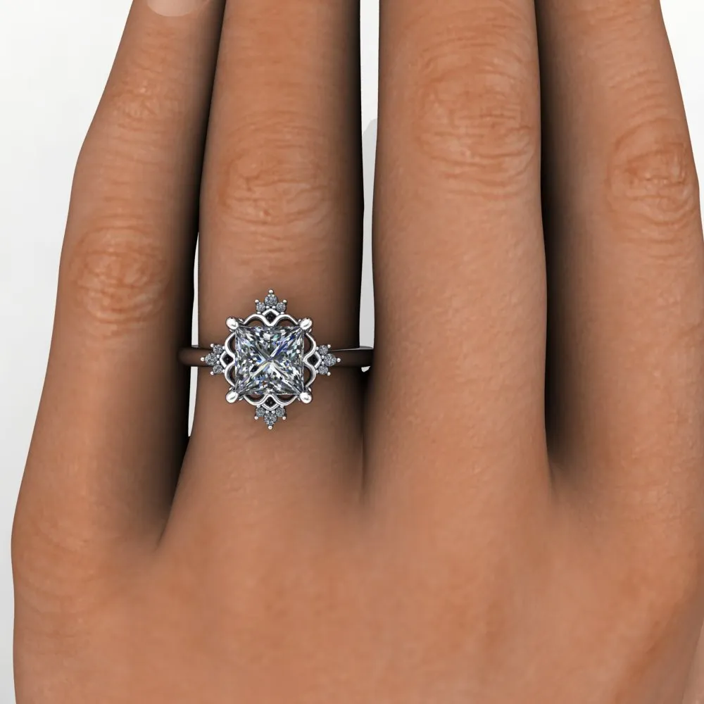 Gemma Halo Vintage Inspired Engagement Ring (setting only)
